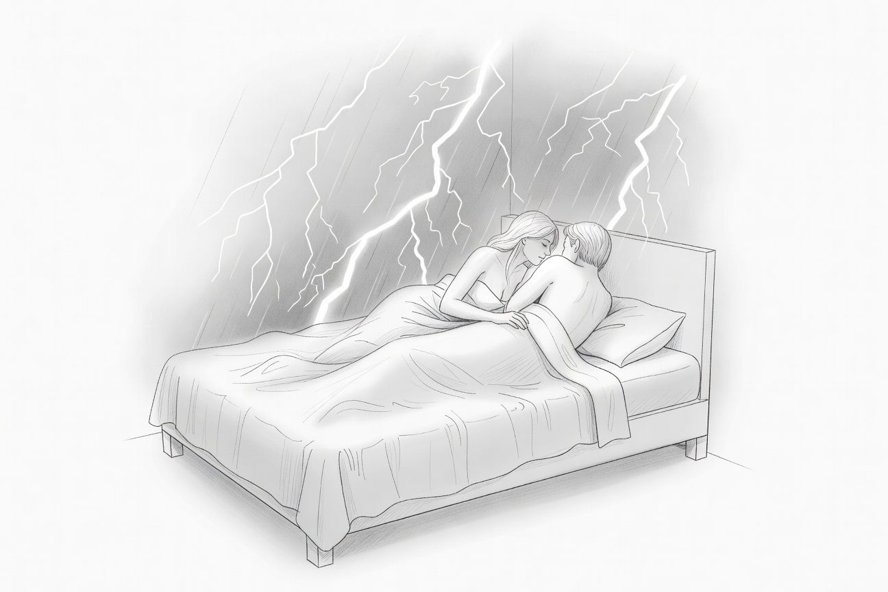 Jedno łóżko w hotelu z byłym podczas burzy: iskry namiętności i grzmoty wspomnień