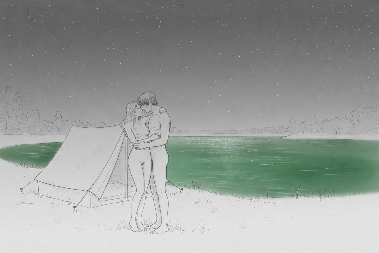 Namiętny camping nad szmaragdowym jeziorem: Gorąca wakacyjna przygoda z nieznajomym