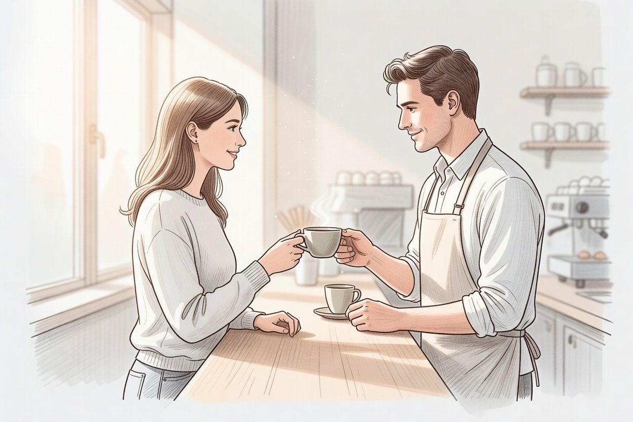 Morning Coffee in a Café with a Stranger Barista – An Unexpected Wave of Hot Desire